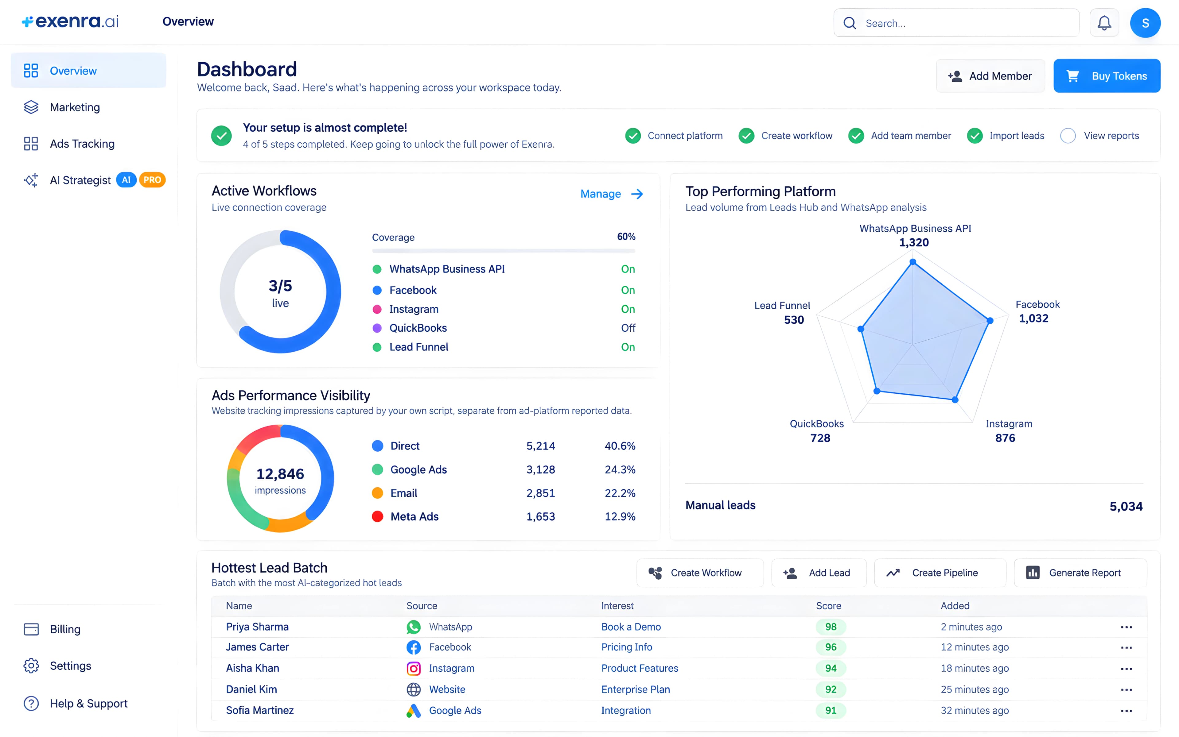 Exenra dashboard